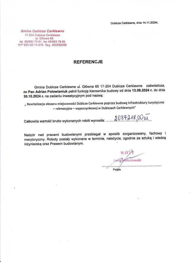 Podgląd PDF — Referencja — Urząd Gminy Dubicze Cerkiewne