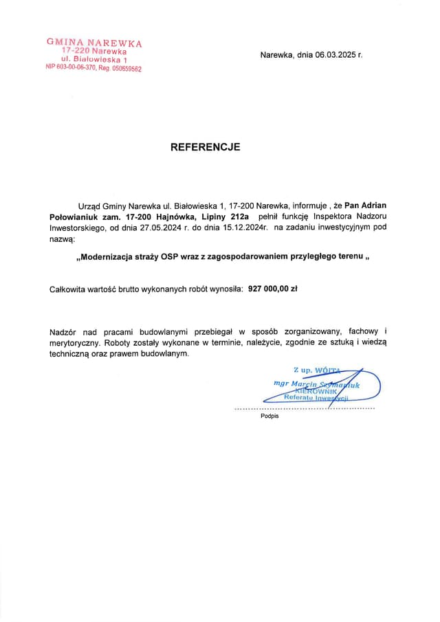 Podgląd PDF — Referencja — Urząd Gminy Narewka