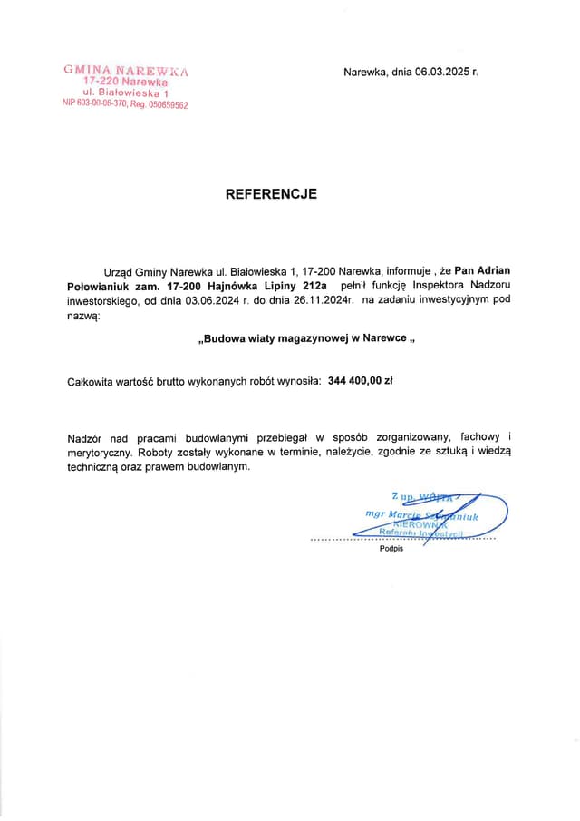 Podgląd PDF — Referencja — Urząd Gminy Narewka