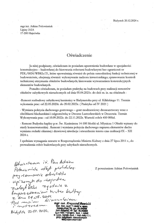 Podgląd PDF — Oświadczenie